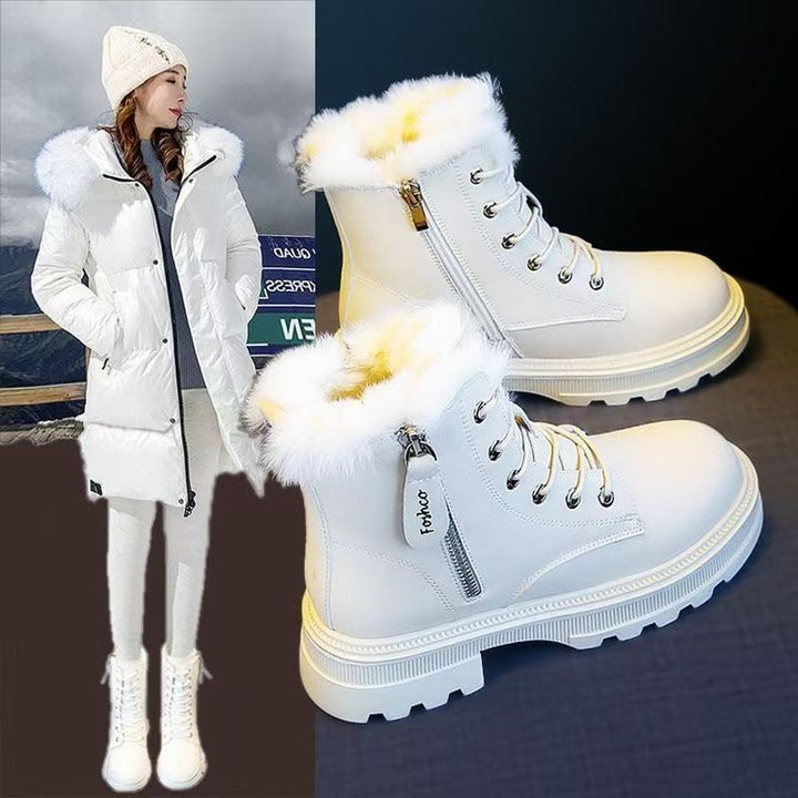 Korean Version Fleece-lined Autumn And Winter High-top Cotton Boots