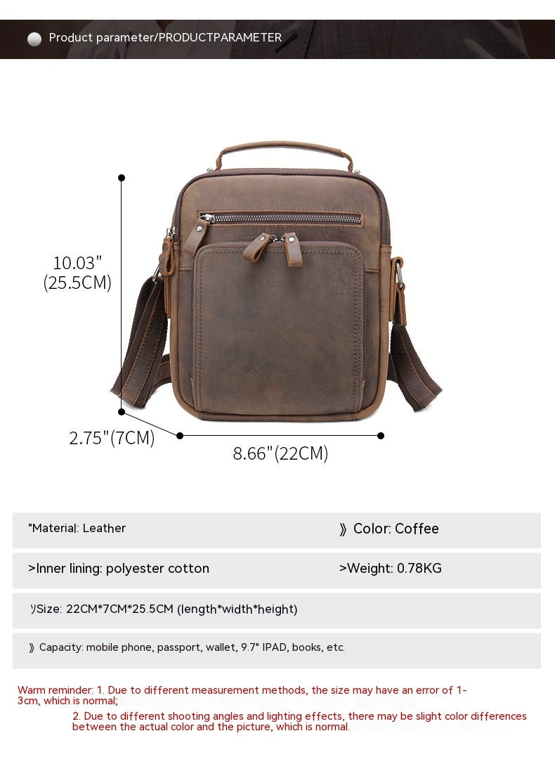 Leather Large-capacity Retro Shoulder Messenger Bag