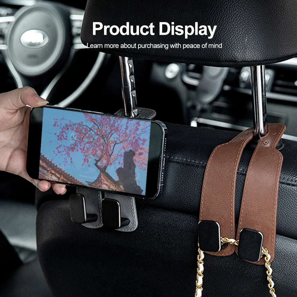 Multifunction Suede Double Hook Hanger for Car Interior Organization