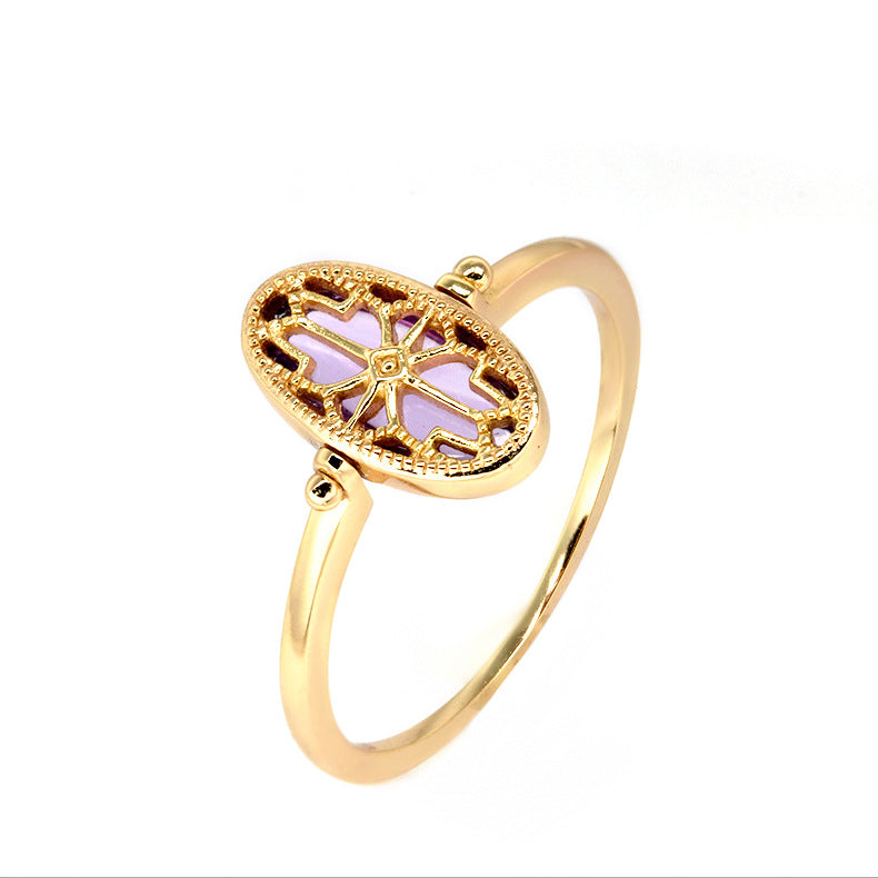 Design Sense Of Ancient Amethyst Hollow Pattern Ring