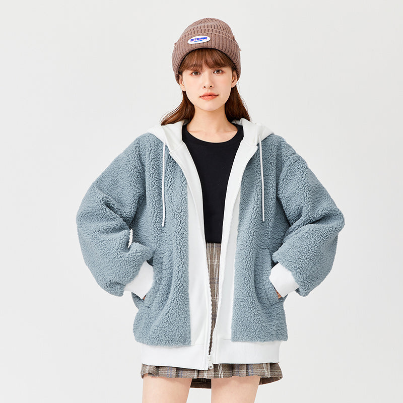 Women's Imitation Lamb Wool Hooded Coat