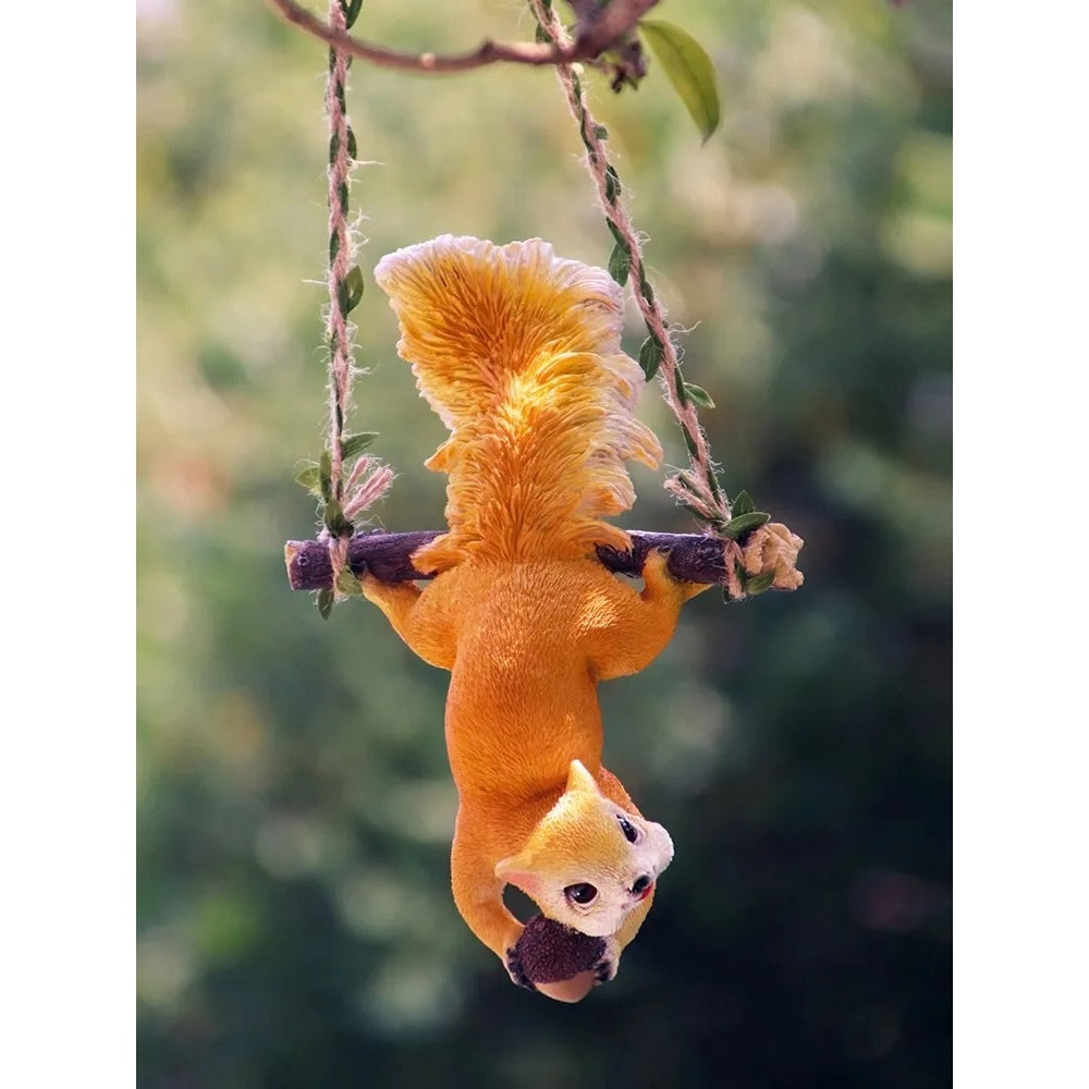 Charming Resin Squirrel and Monkey Swing Ornaments for Garden Decor