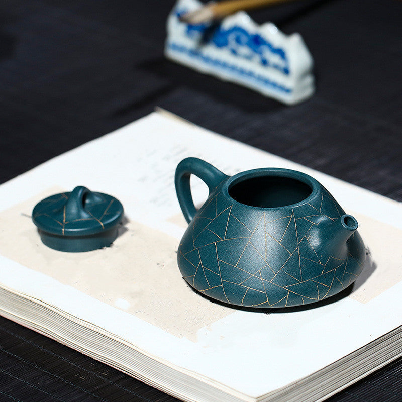 Raw ore azure clay teapot