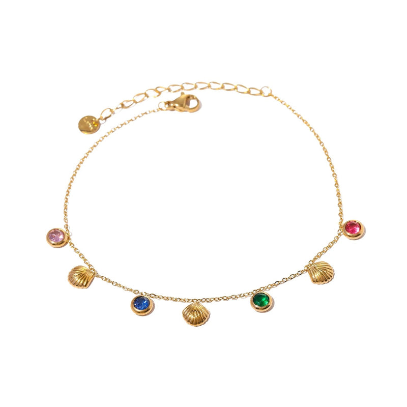 18K Gold Plated Shell Cubic Zirconia Anklet