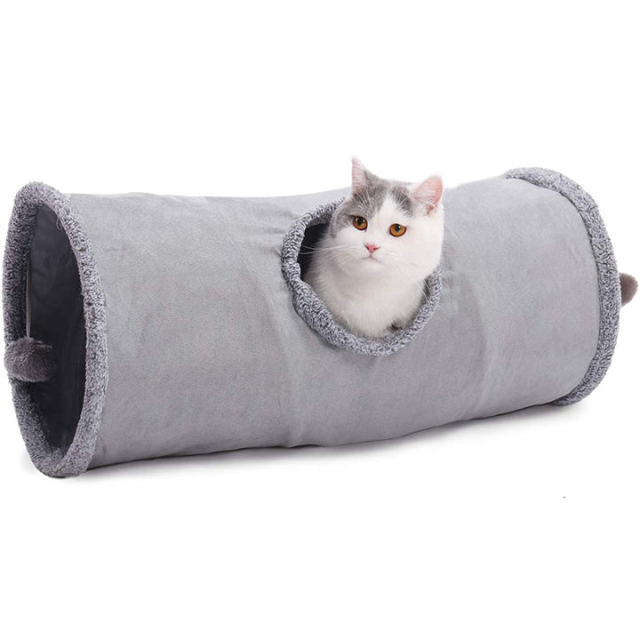 Collapsible Cat Tunnel with Crinkle Suede and Peek Hole – Portable Kitten Play Hideaway