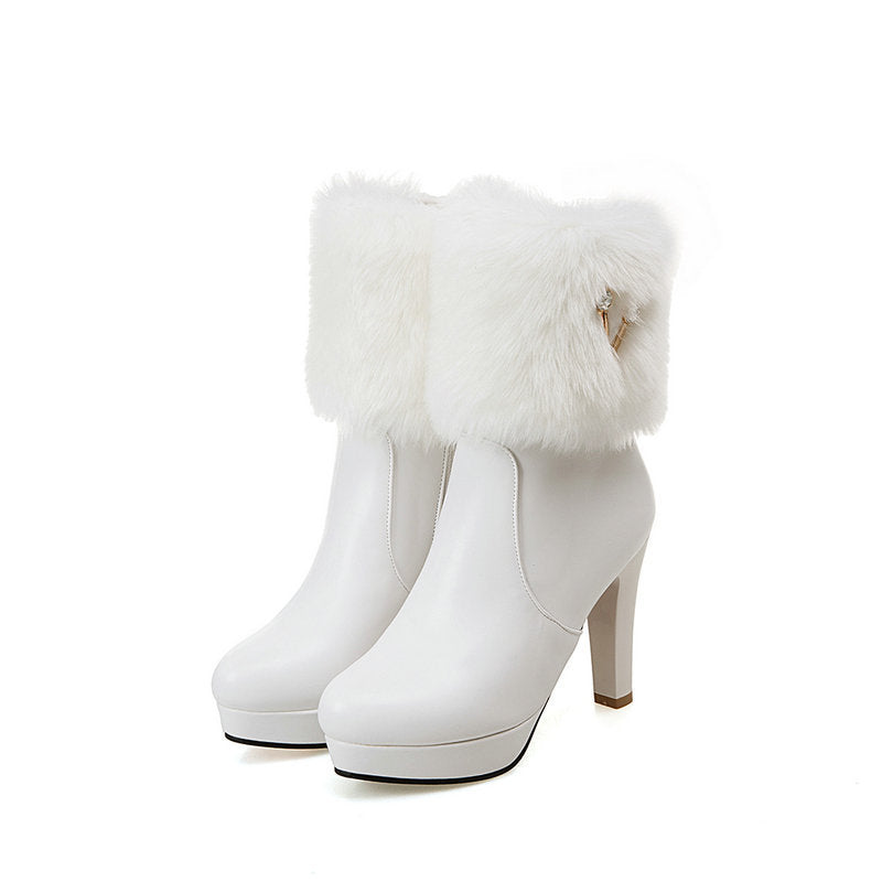 Autumn And Winter Short Boots Snow Female Buskin Female Boots Chunky Heel Booties