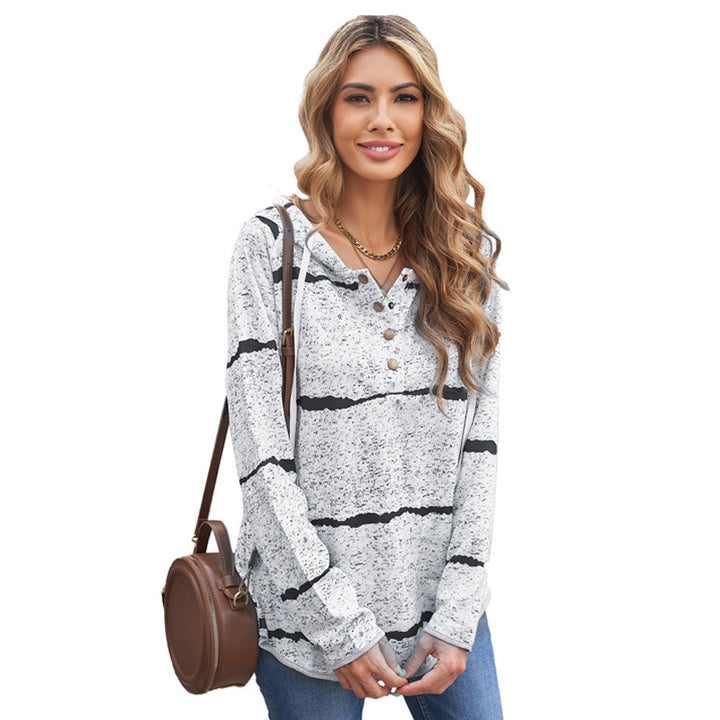 New European And American Striped Hooded Sweater Women