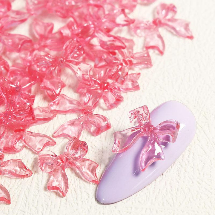 Candy Pink Bow Nail Charms