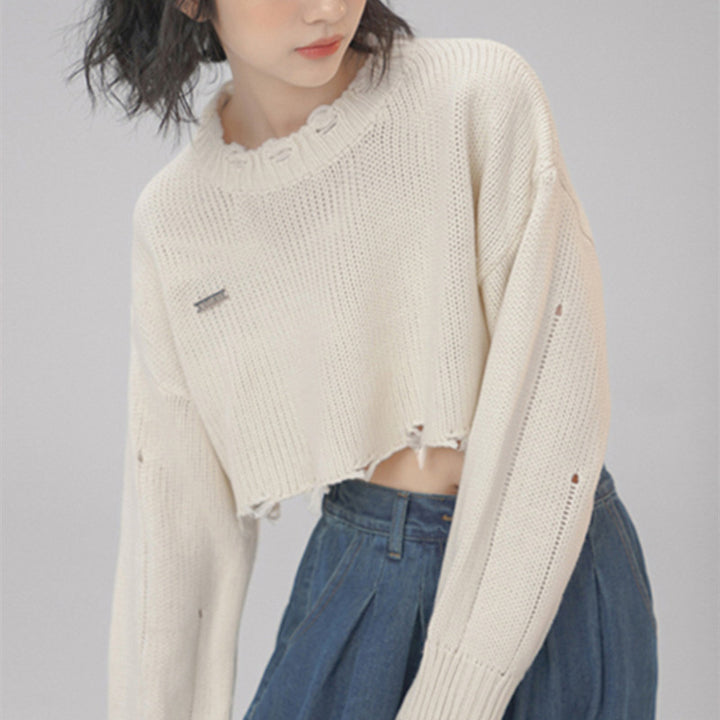 Broken Short Sweater Women Loose Slouchy