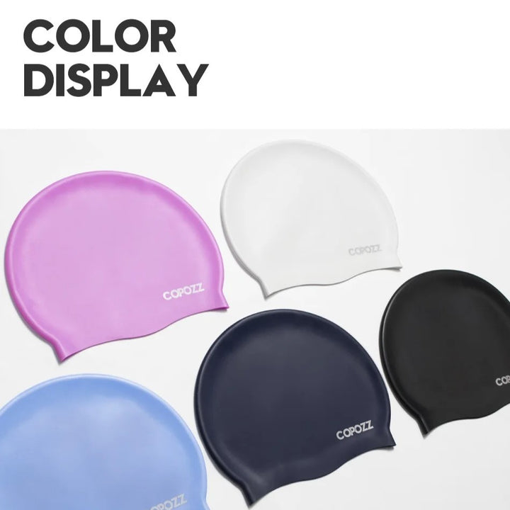 Waterproof Silicone Swim Cap for Long Hair with Ear Protection