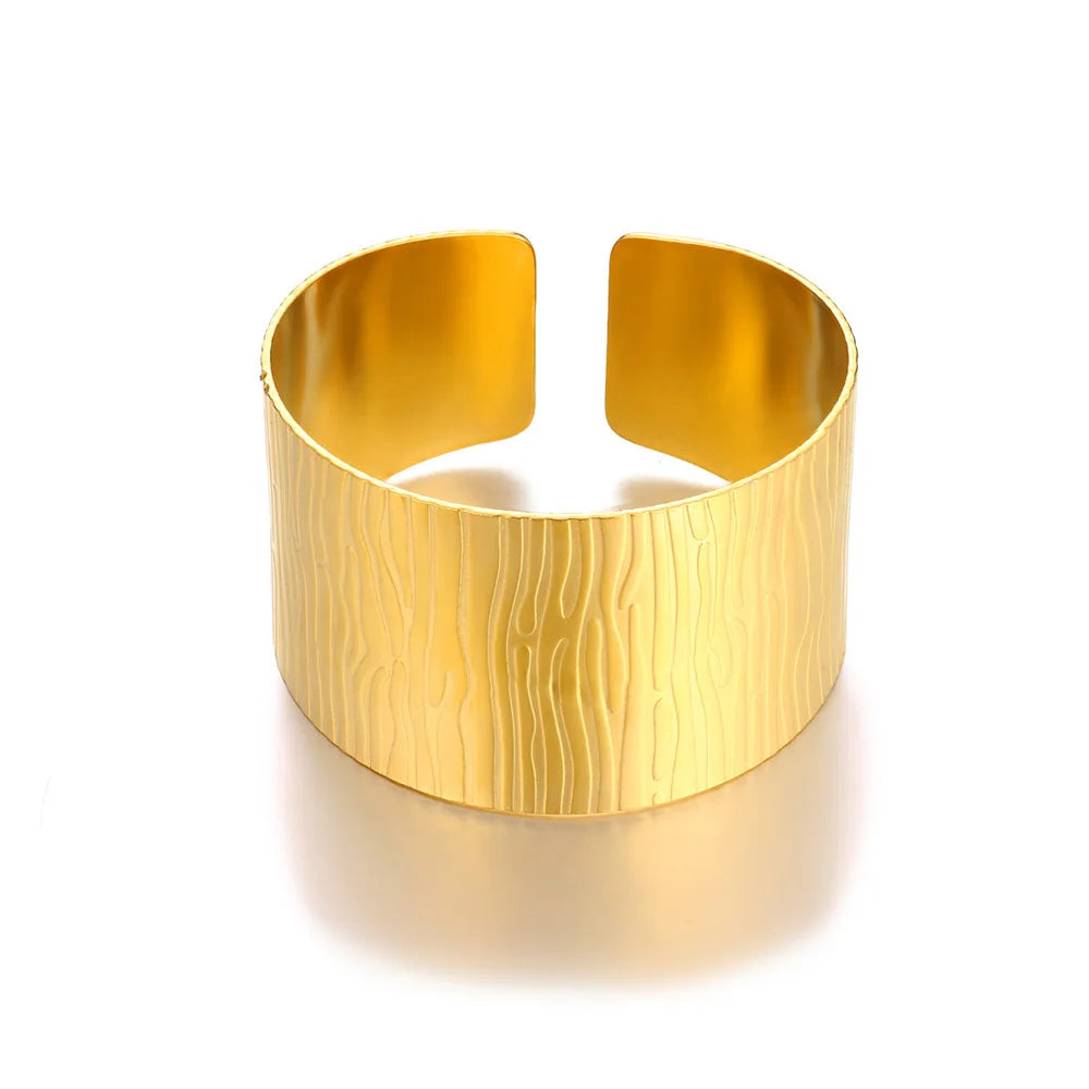 Trendy Gold Stainless Steel Cuff Bracelet