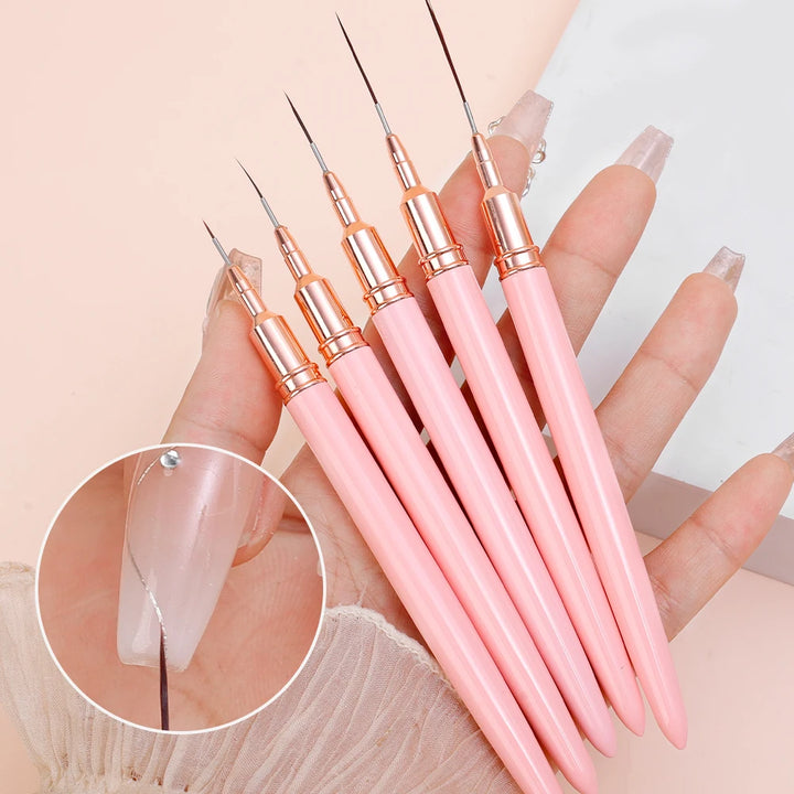 Professional Nail Art Liner Brush Set – 5 Piece Precision Acrylic French Nail Brushes