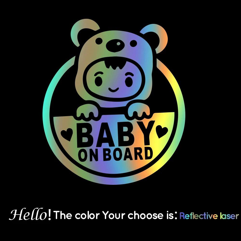 Reflective 'Baby on Board' Vinyl Car Decal