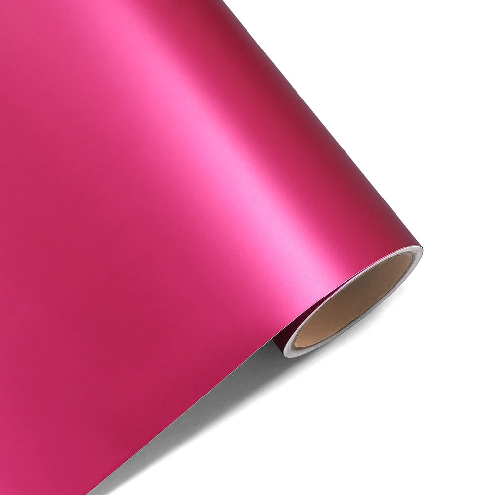 Rose Red Chrome Metallic Vinyl Wrap - Self Adhesive, Bubble-Free Car Wrap Film