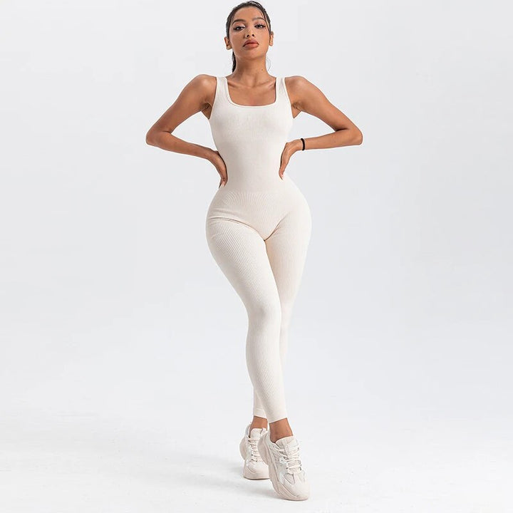 Square Neck Bodycon Yoga Jumpsuit