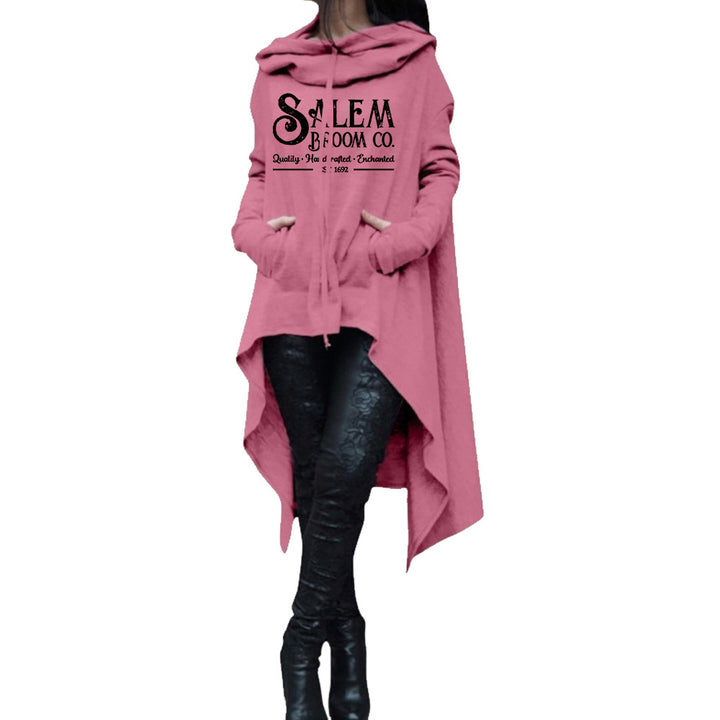 Autumn And Winter Mid-length Long Sleeve Large Size Irregular Hooded Sweater Casual Top