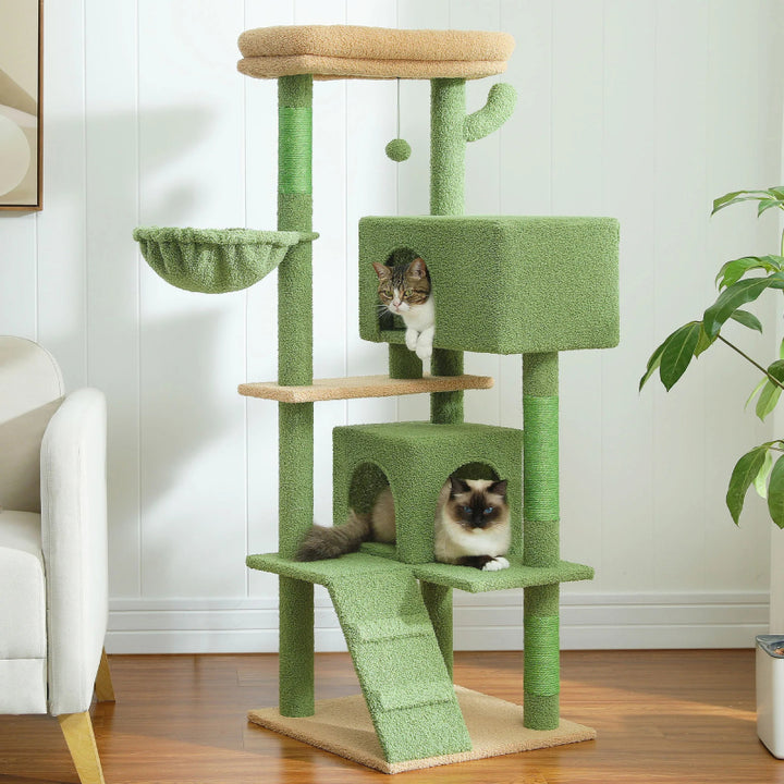 Cat Tree for Large Cats with Spacious Perch & Hammock