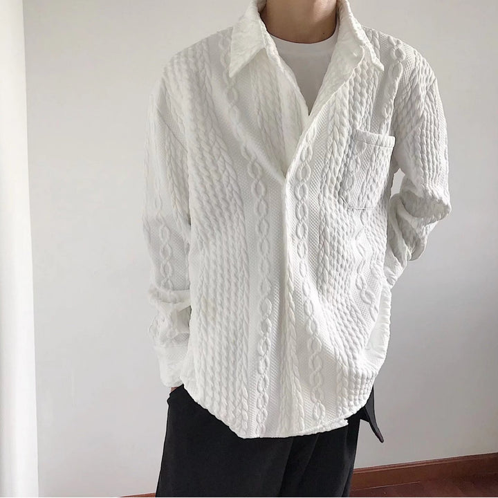 Japanese Hemp Pattern Shirt Men's Long Sleeve Autumn And Winter Leisure Coat