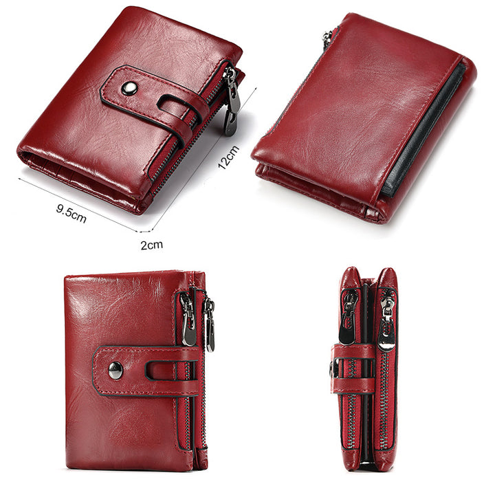 Elegant Women's Genuine Leather RFID Bifold Wallet