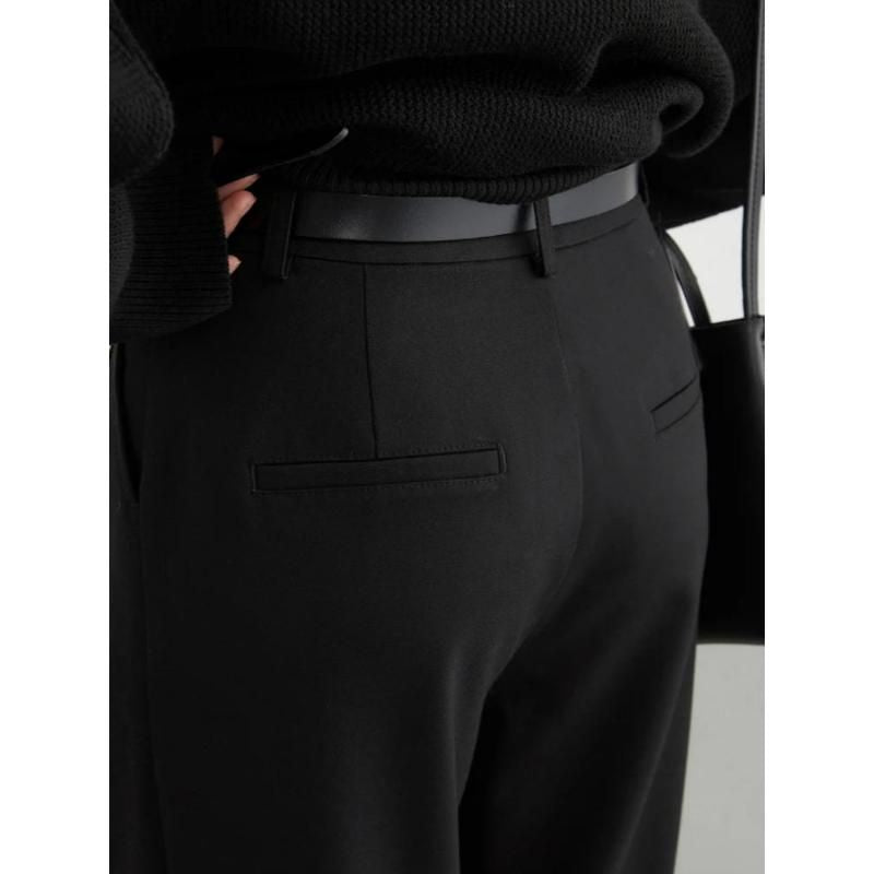 Korean High Waist Pleated Casual Trousers for Women