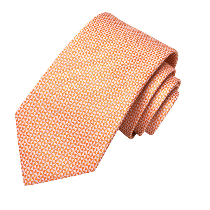 Elegant Orange Silk Men's Necktie Set