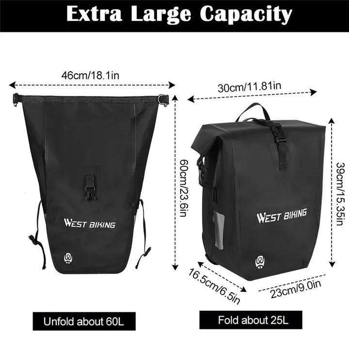 25L Waterproof Bike Pannier Bag for Cycling