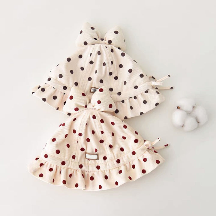 Charming Corduroy Baby Bucket Hat with Dots and Bow