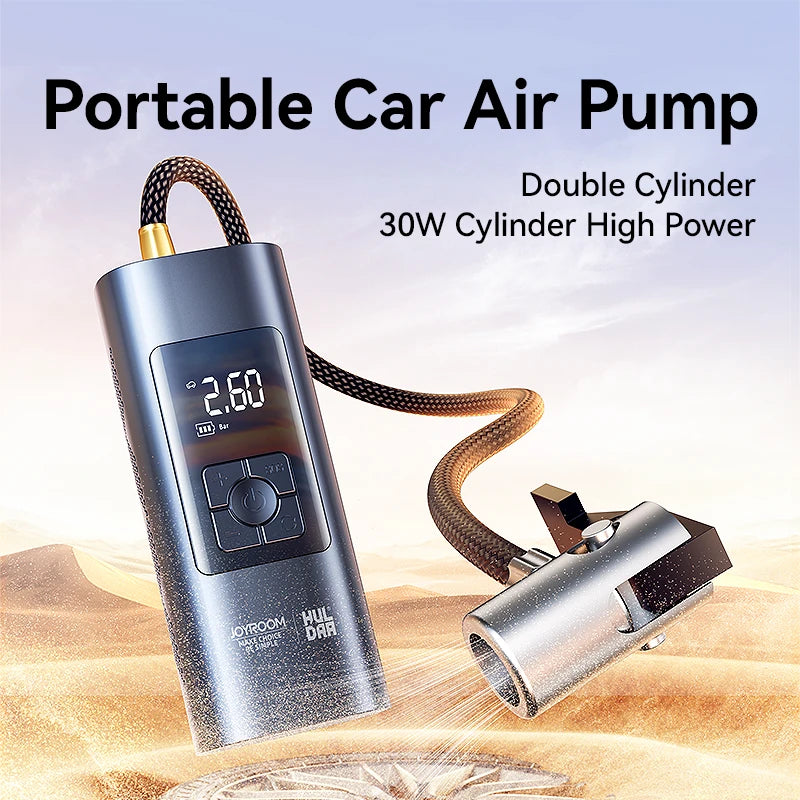 Portable 30W Wireless Car Tire Inflator – Double Cylinder Air Pump for Car & Bike