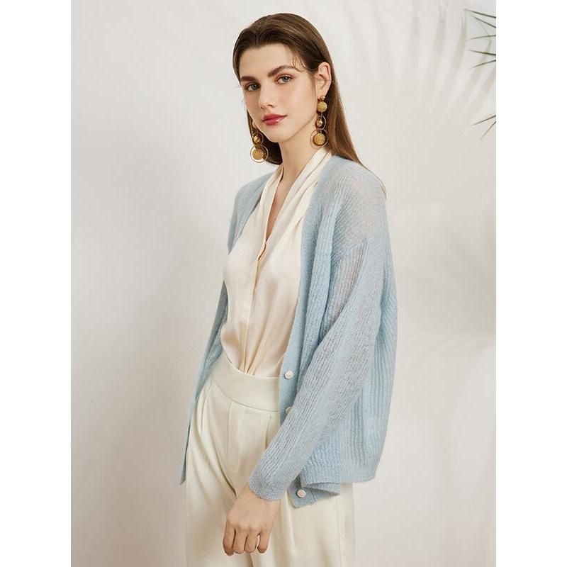 Women's Cozy Mohair-Wool Blend Cardigan