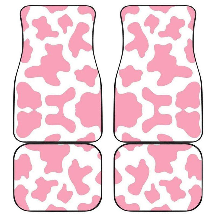 Pastel Pink & White Cow Print Car Floor Mats