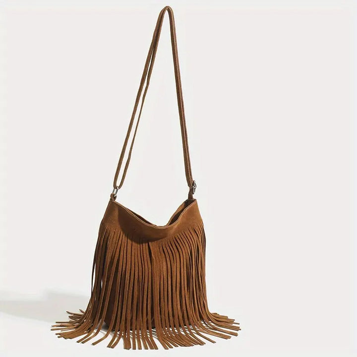 Vintage Suede Fringe Crossbody Bag