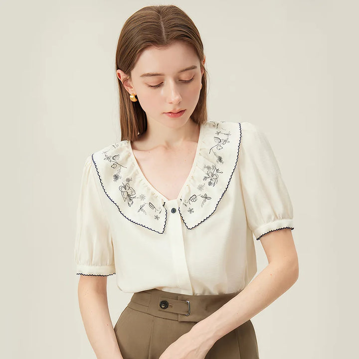 Summer Bloom Embroidered Shirt