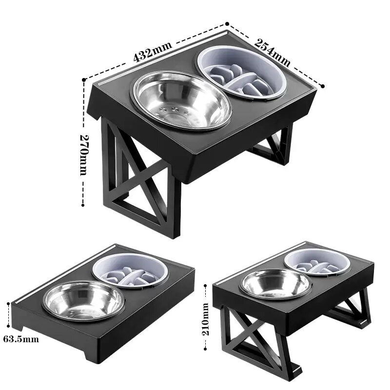 Adjustable Height Dog Bowl Stand with Slow Feeding Option - Suitable for Medium to Large Dogs