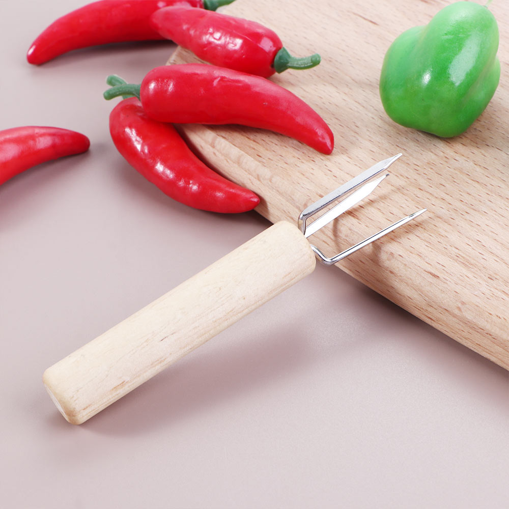 Stainless Steel Corn Holders with Wooden Handles