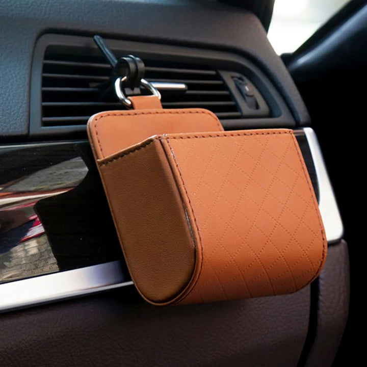 Leather Car Air Vent Organizer for Essential Accessories