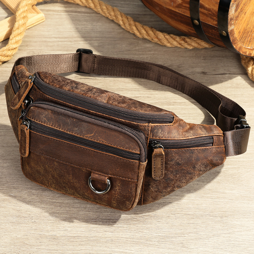 Men's Sheepskin Mobile Phone Waist Bag Sports Leisure