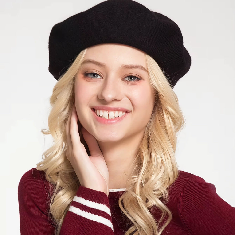 Solid Wool Knitted Beret