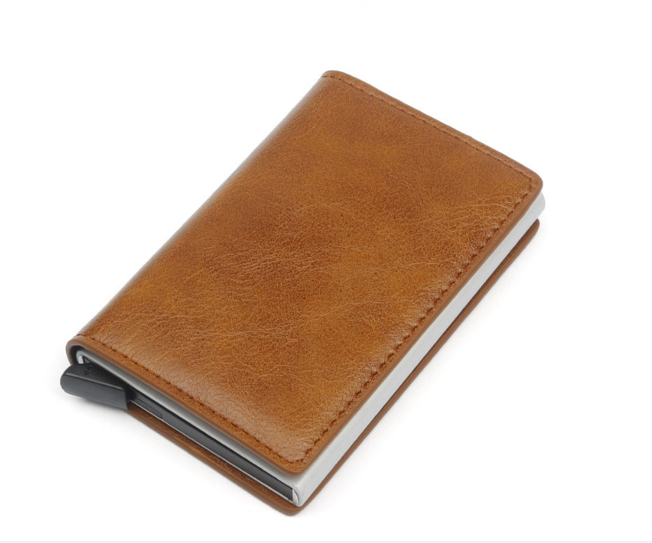 Automatic pop-up leather card holder