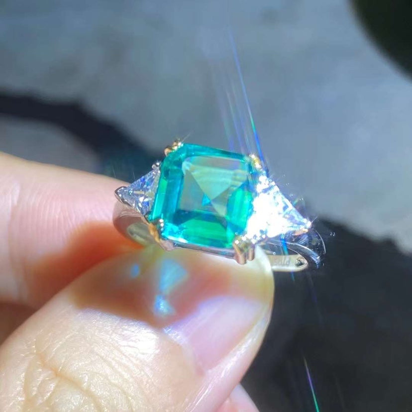 Simulated Full-clear Glass Body Tourmaline Ring