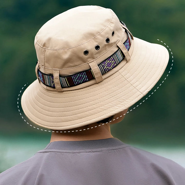 Vibrant Bucket Hat with Ethnic Belt