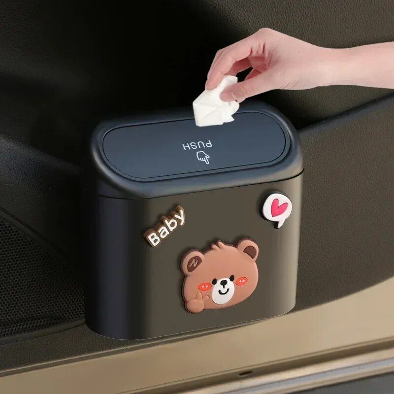 Compact Cartoon Car Garbage Bin