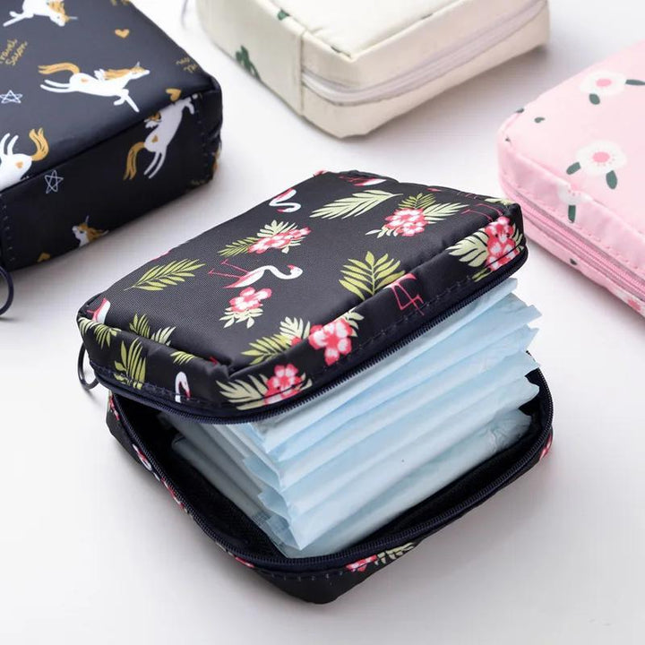 Portable Sanitary Napkin and Cosmetic Storage Bag