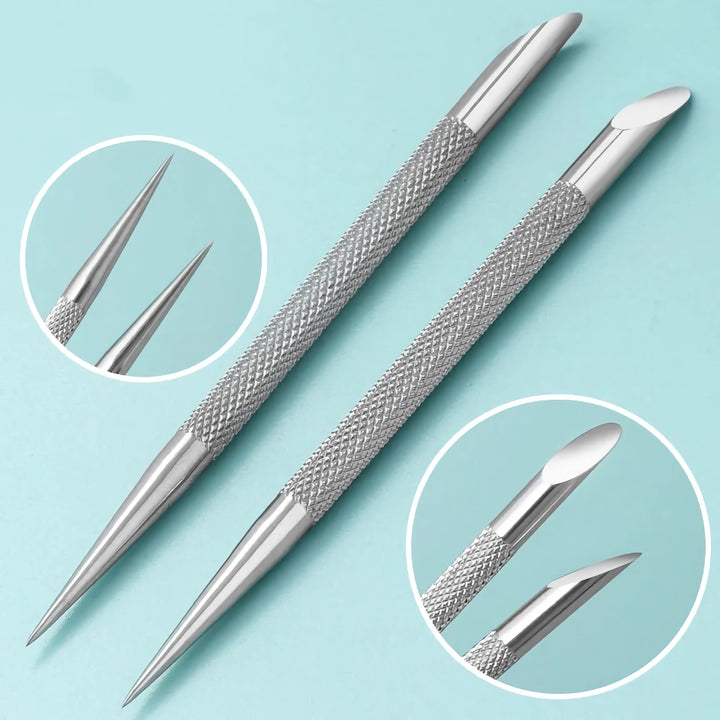 Stainless Steel Double-Head Nail Cuticle Pusher - Dead Skin Remover & Nail Art Tool