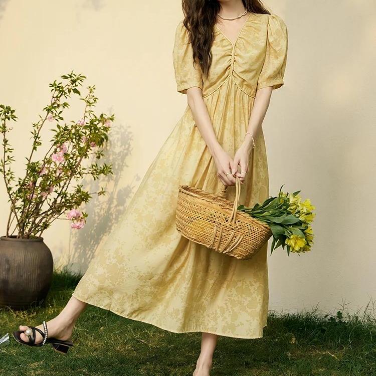 Elegant V-Neck Chiffon Floral Dress