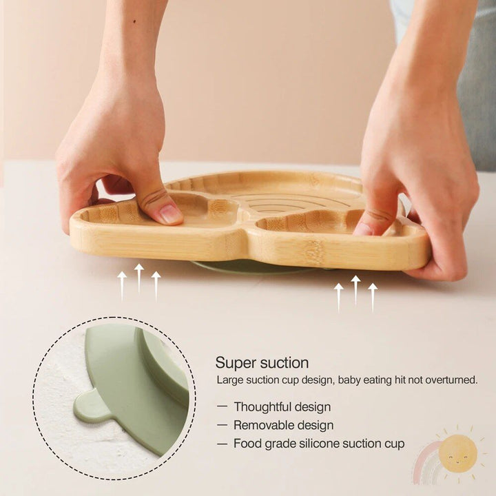 Eco-Friendly Bamboo Baby Feeding Set with Non-Slip Silicone Suction Cups