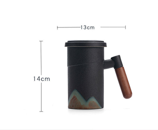 Mug Large Capacity Filter Tea Cup With Lid Office Ceramic Mid-Autumn Festival