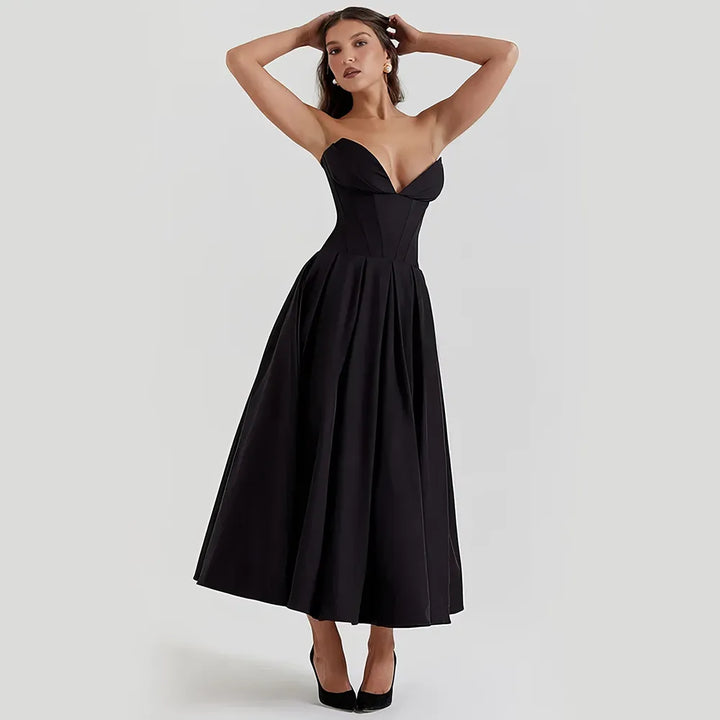 Elegant Black Spaghetti Strap Maxi Dress