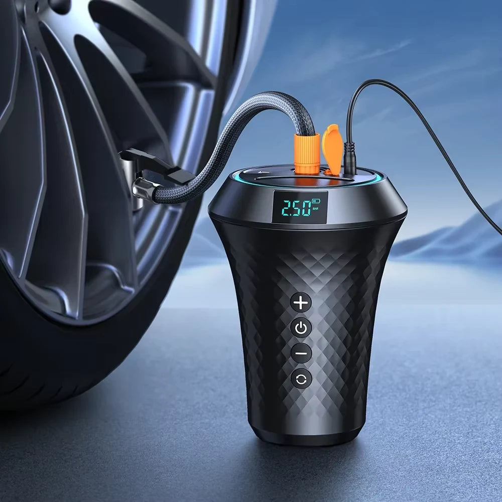 Two-in-One Car Tire Inflator and Charger with Digital Display