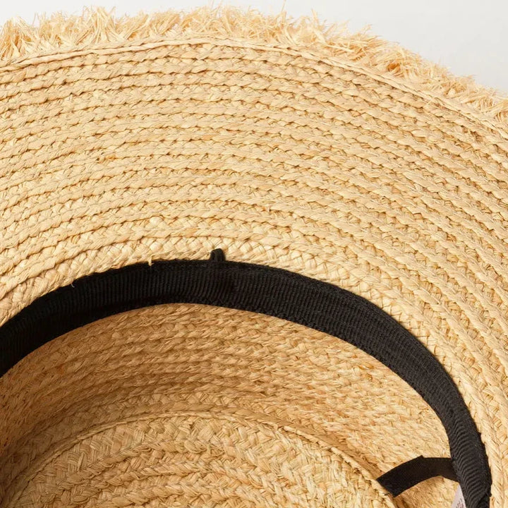 Raffia Sun Hat with Shell Accents