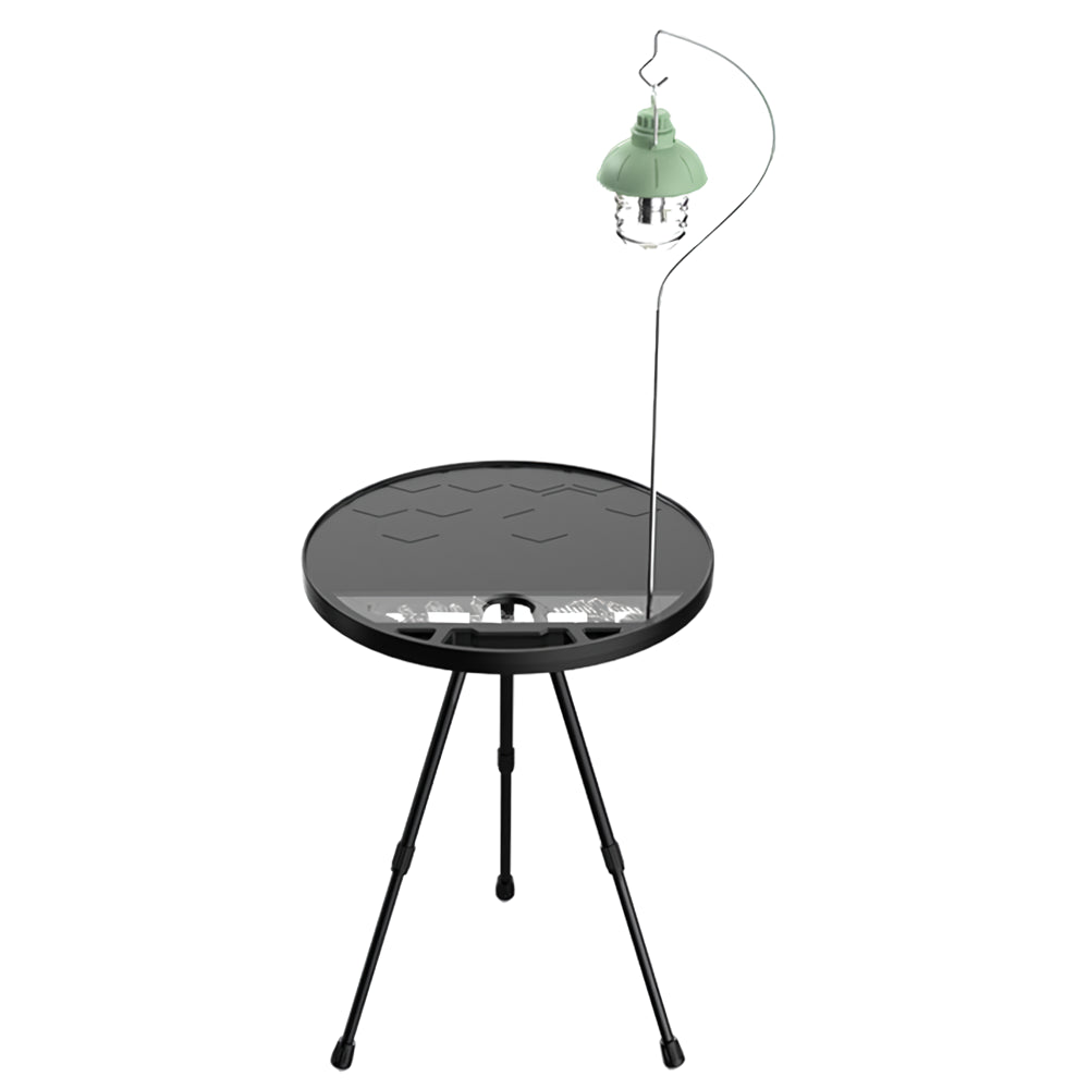 Portable Folding Round Camping Table with Light Stand